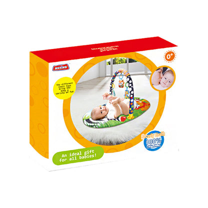 Bébi játszószőnyeg tornázóval és csörgővel párnázott kerettel