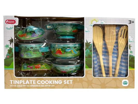 Dínó mintás fém edény készlet gyerekeknek