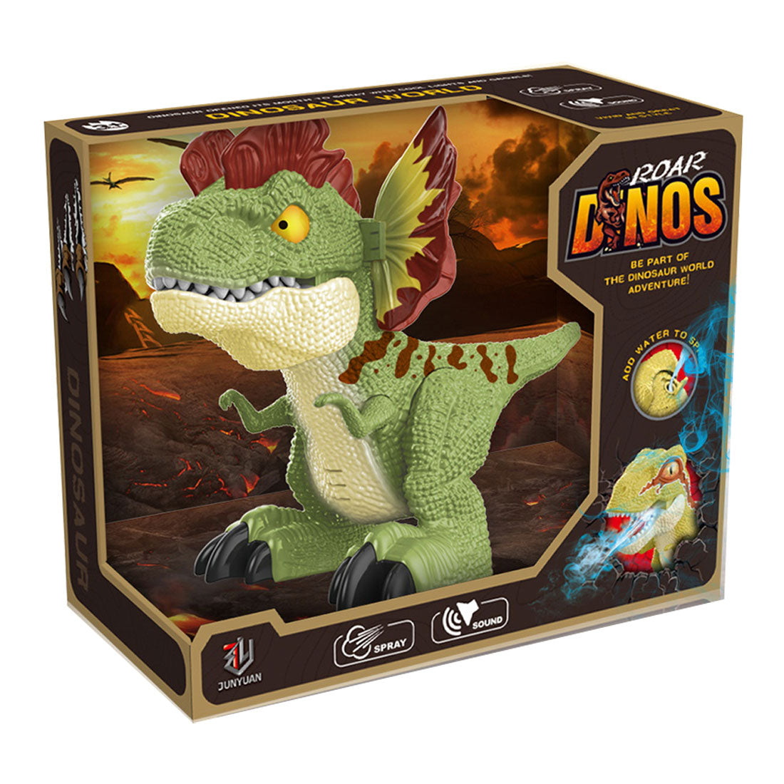 Elektromos dinoszaurusz játék hanggal, fénnyel és vízgőzzel