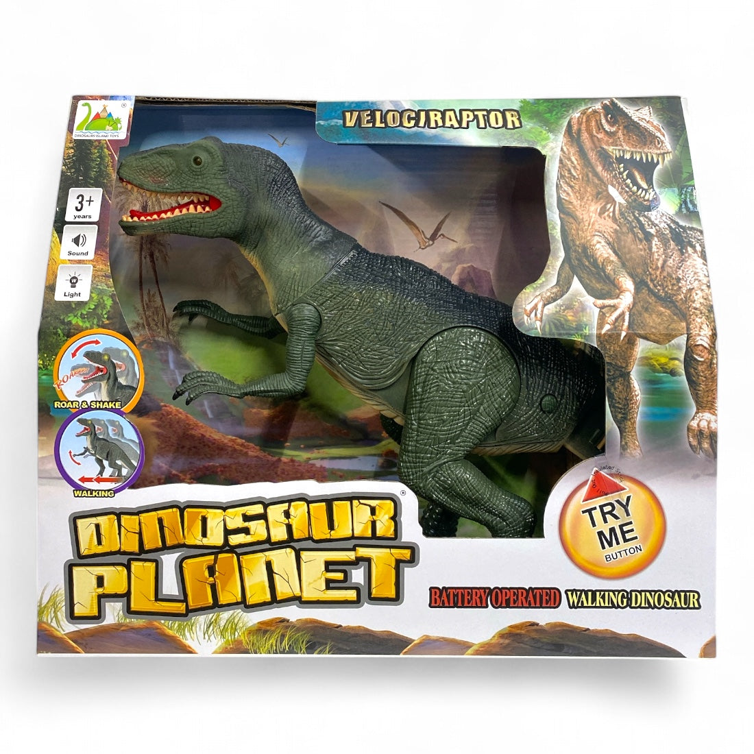 Elektromos dínó játék hanggal és fénnyel, villogó szemmel, forgó fejjel 52 cm – kép 2