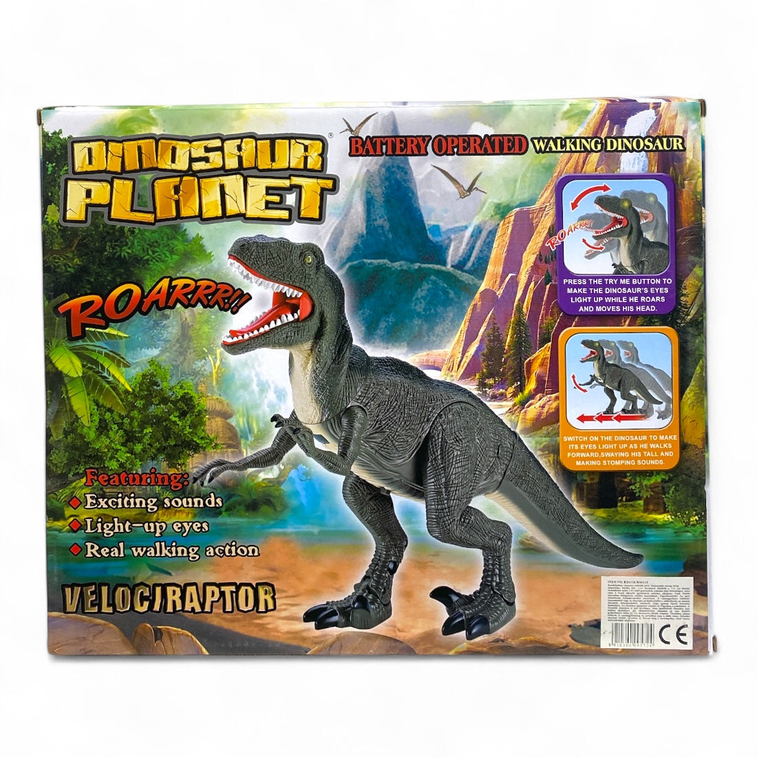 Elektromos dinoszaurusz játék hanggal, fénnyel és forgó fejjel 52 cm – kép 3