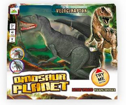 Elektromos dínó játék hanggal és fénnyel, villogó szemmel, forgó fejjel 52 cm