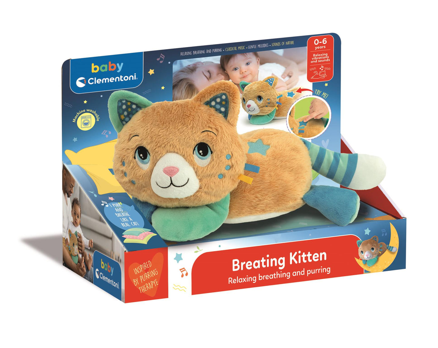 Elektromos bébi plüss cica játék doromboló és zenélő funkcióval