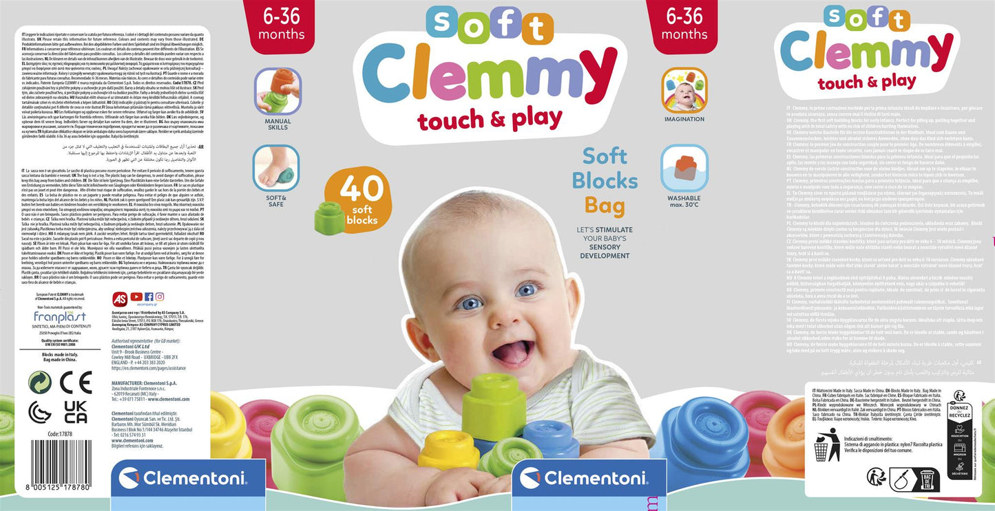 Clemmy puha bébi építőkocka készlet 40 darab – kép 9