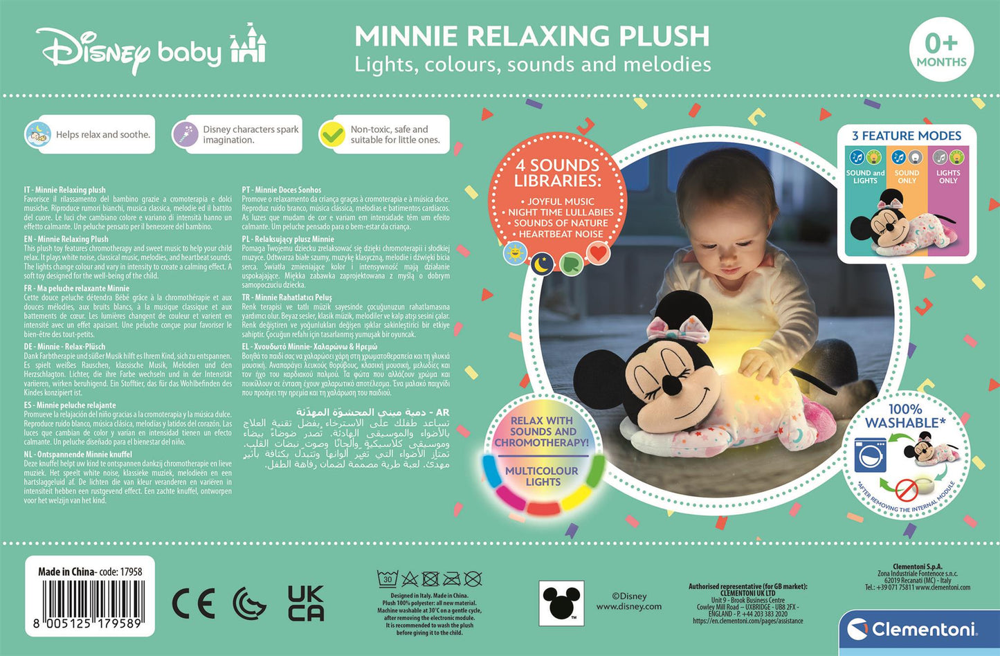 Clementoni elektromos zenélő plüss Minnie egér elalvást segítő bébi játék – kép 11