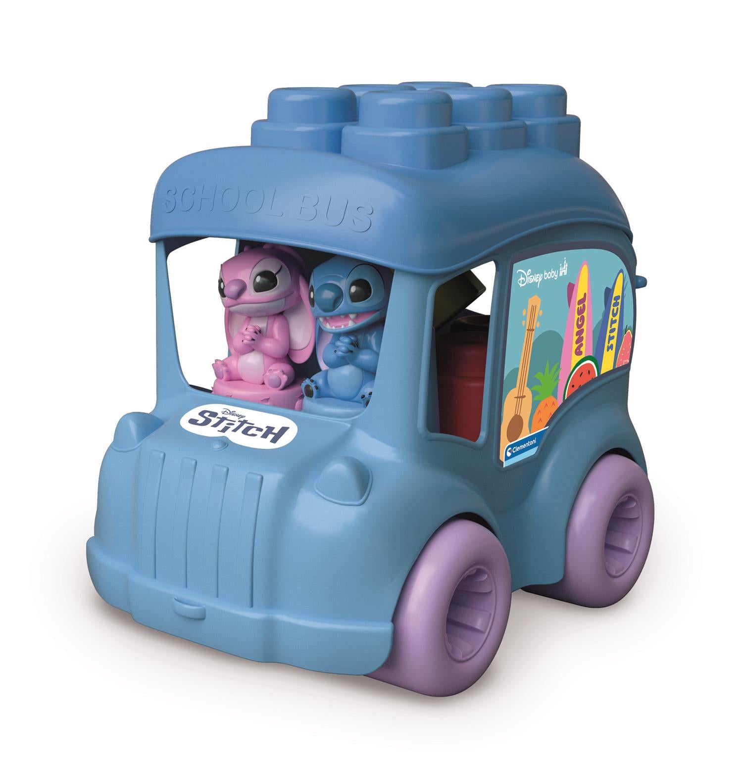 Disney Stitch Clemmy építőkocka ügyességi busz 2 figurával