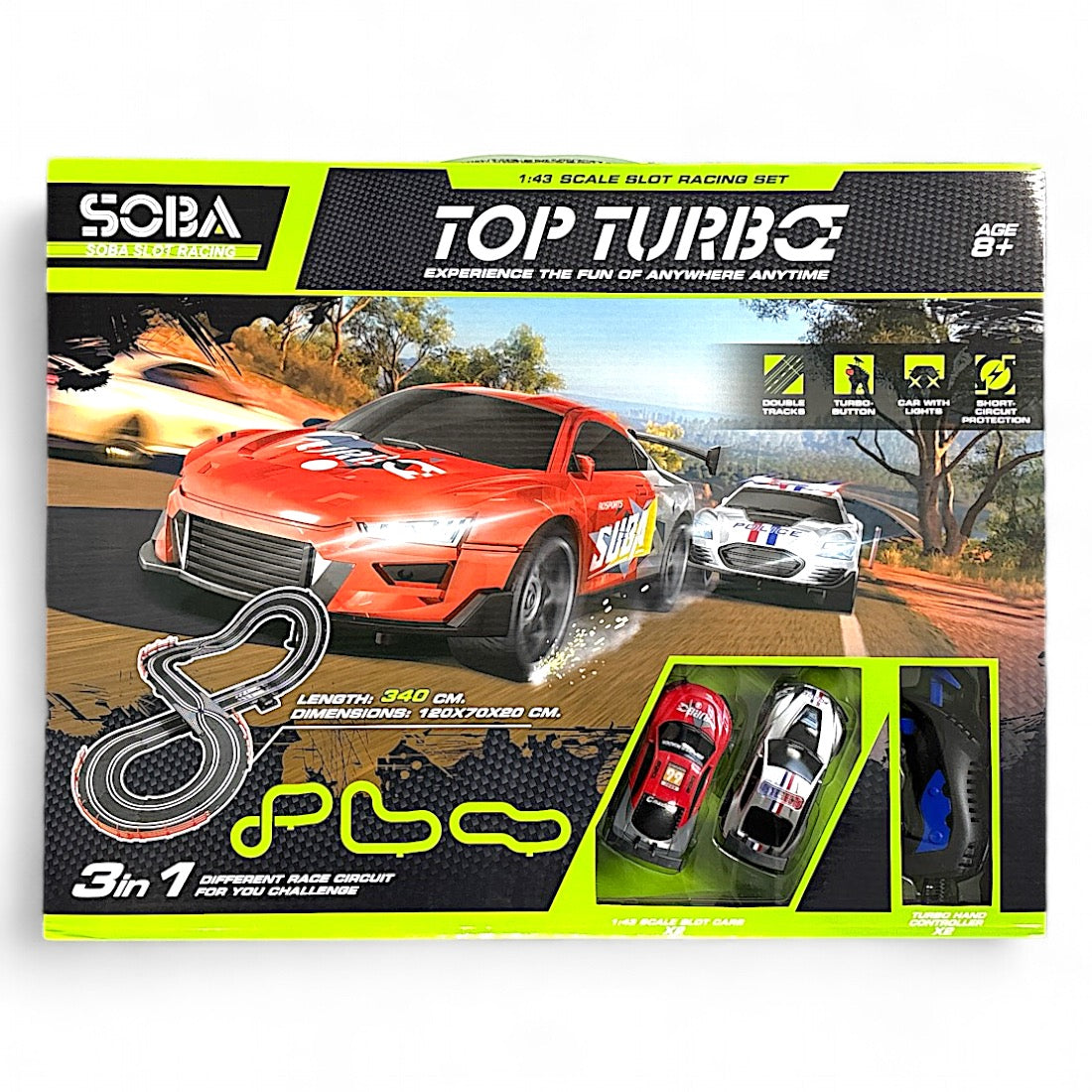 Elektromos távirányítós autópálya készlet 2 autóval 340 cm – kép 3