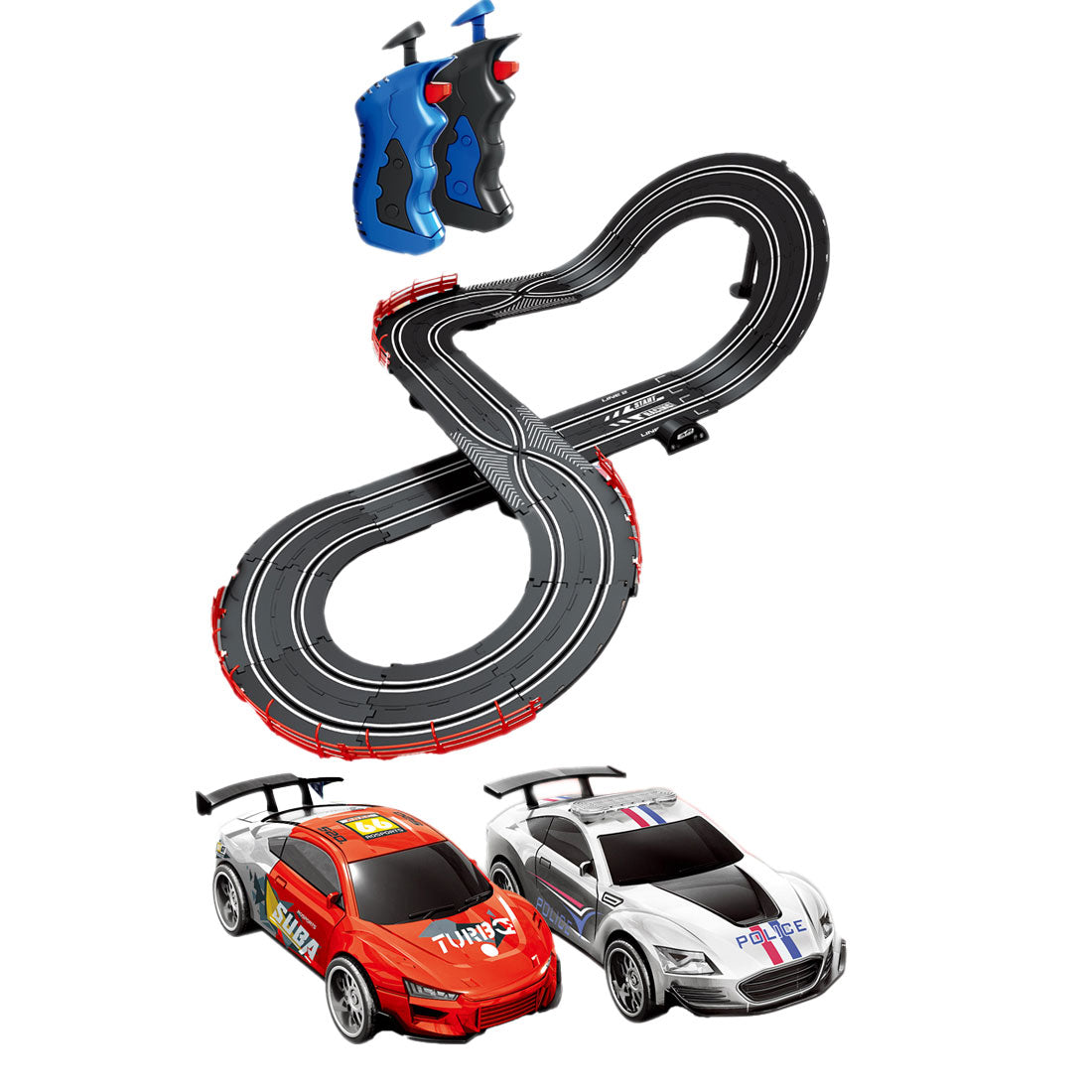 Elektromos távirányítós autópálya készlet 2 autóval 340 cm – kép 2
