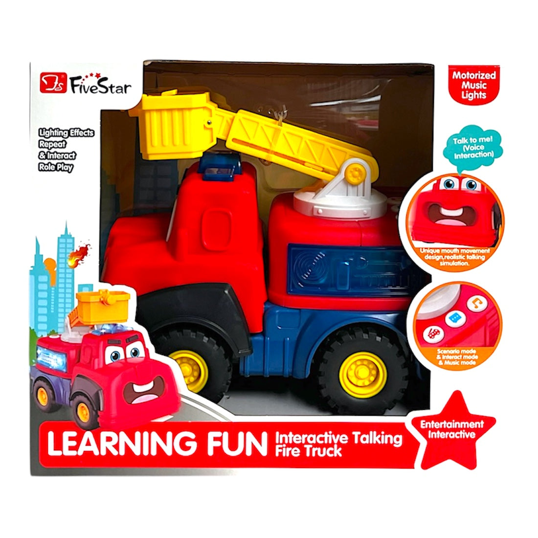 Elektromos tűzoltó autó játék hanggal és fénnyel