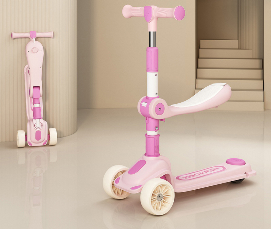 Elektromos ráülős roller állítható magassággal és villogó kerekekkel 56 cm – kép 5