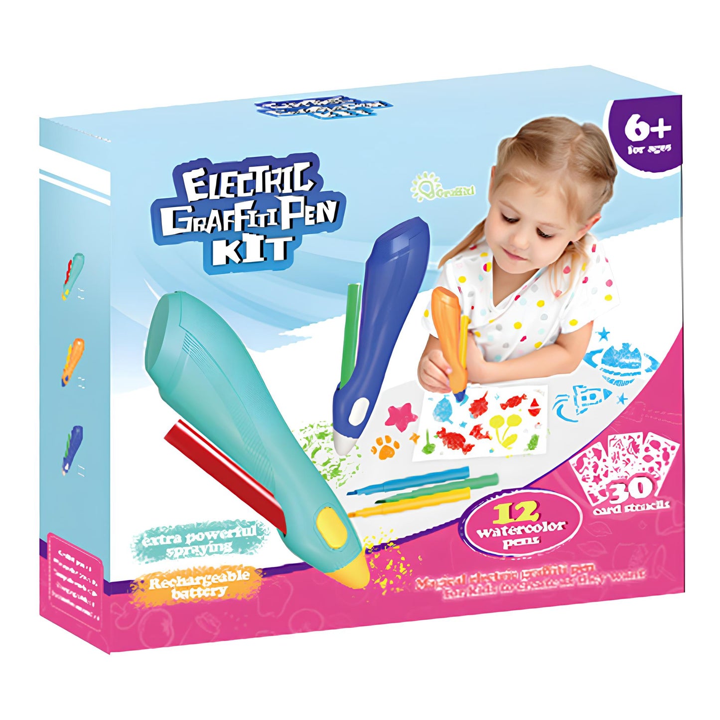 Elektromos kifestő készlet spray tollal és 12 filccel