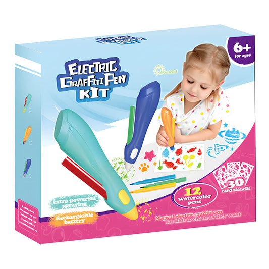 Elektromos kifestő készlet spray tollal és 12 filccel