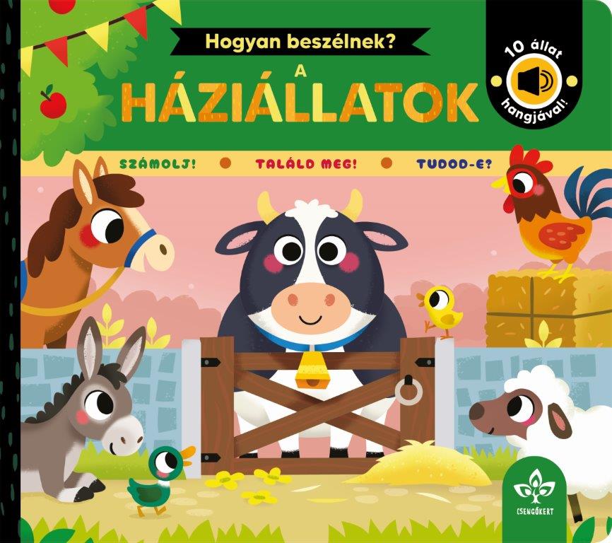 Háziállatok hangjai interaktív könyv 10 állathanggal