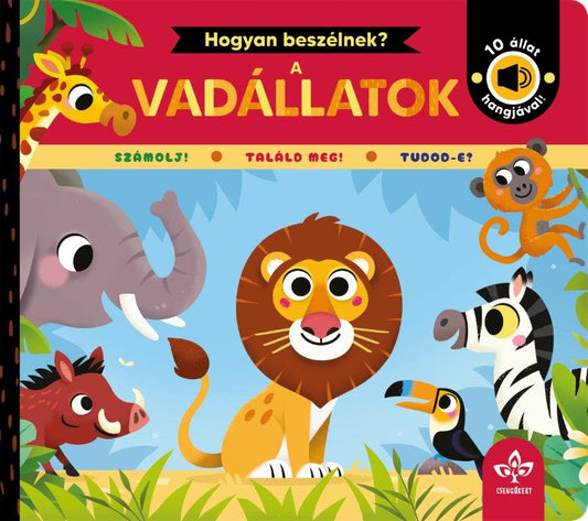 Vadállatok hangjai interaktív könyv 10 állathanggal