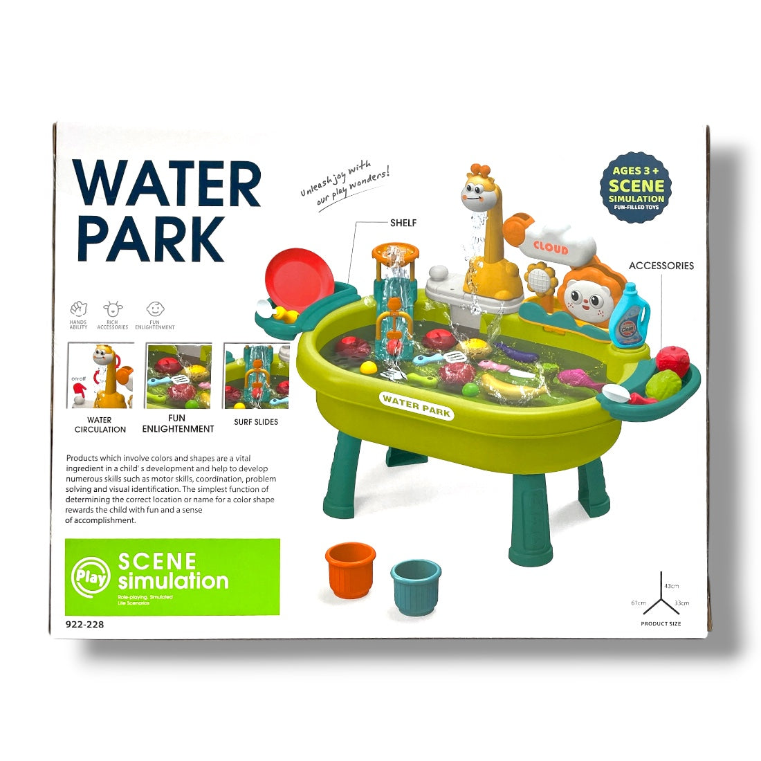 Elektromos vízimóka asztal mosogatóval és étel kiegészítőkkel