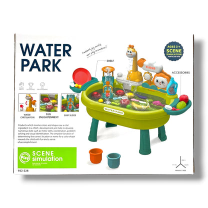 Elektromos vízimóka asztal mosogatóval és étel kiegészítőkkel