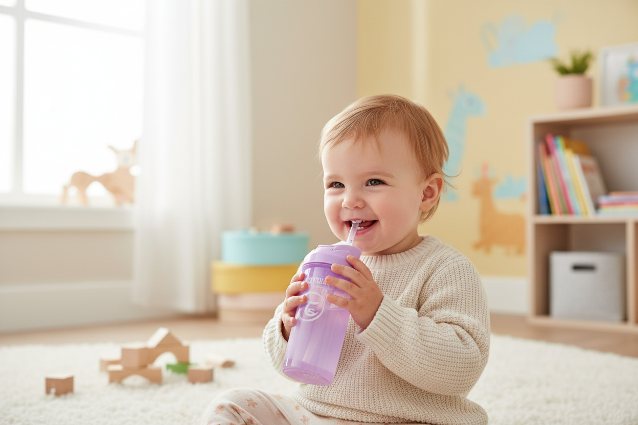 Twistshake Straw Cup – gyerek használat közben